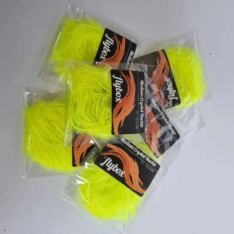 Flybox Medium Crystal Hackle in Fl.Yellow-1